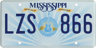 MS license plate LZS866