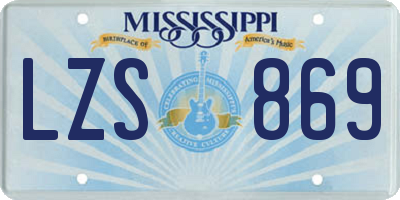 MS license plate LZS869