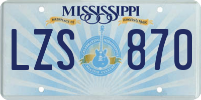 MS license plate LZS870