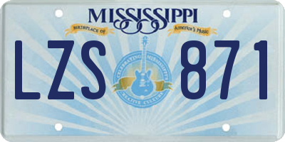 MS license plate LZS871