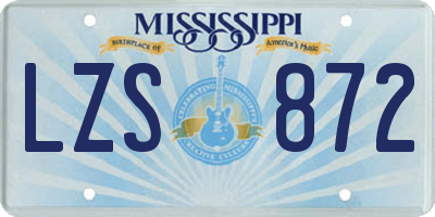 MS license plate LZS872