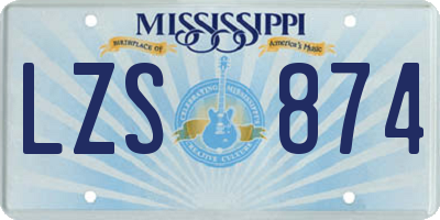 MS license plate LZS874