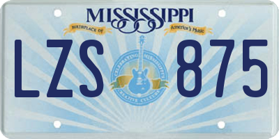 MS license plate LZS875