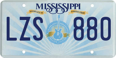 MS license plate LZS880