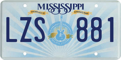 MS license plate LZS881
