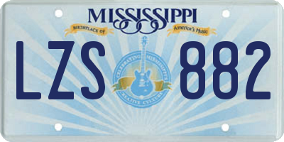 MS license plate LZS882