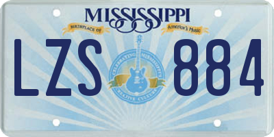 MS license plate LZS884