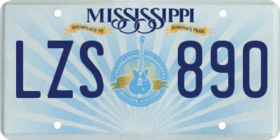 MS license plate LZS890