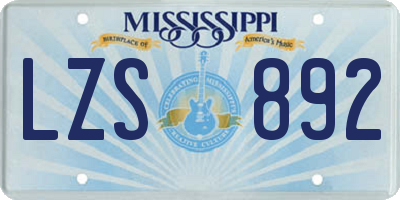 MS license plate LZS892