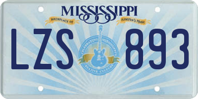 MS license plate LZS893