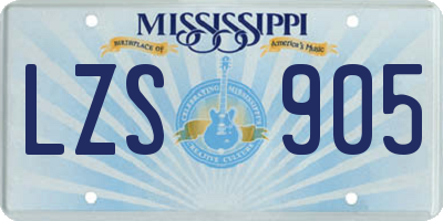 MS license plate LZS905