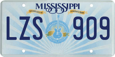 MS license plate LZS909