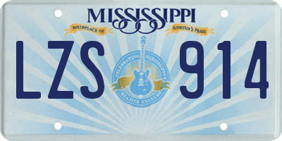 MS license plate LZS914