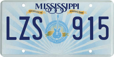 MS license plate LZS915