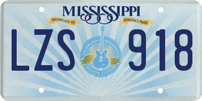 MS license plate LZS918