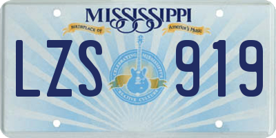 MS license plate LZS919