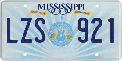 MS license plate LZS921