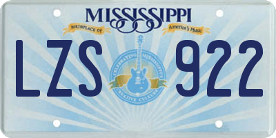 MS license plate LZS922