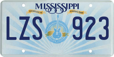 MS license plate LZS923
