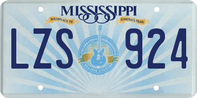 MS license plate LZS924