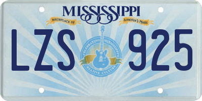MS license plate LZS925