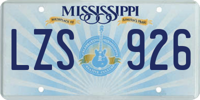 MS license plate LZS926