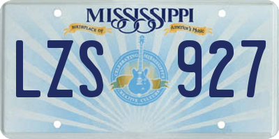 MS license plate LZS927