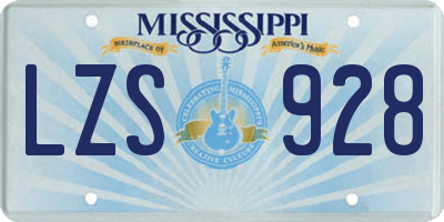 MS license plate LZS928