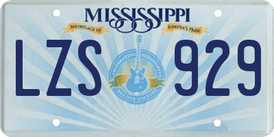 MS license plate LZS929