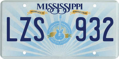 MS license plate LZS932