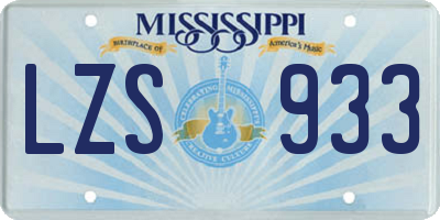 MS license plate LZS933