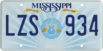 MS license plate LZS934
