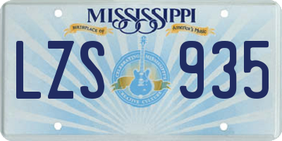 MS license plate LZS935