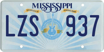 MS license plate LZS937