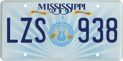 MS license plate LZS938