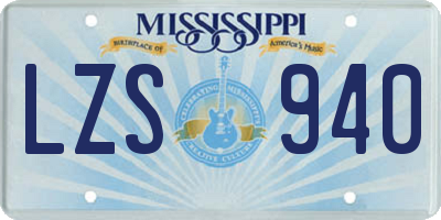 MS license plate LZS940