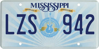 MS license plate LZS942
