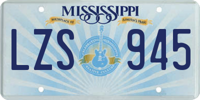 MS license plate LZS945