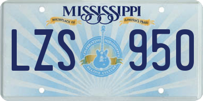 MS license plate LZS950