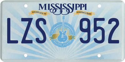 MS license plate LZS952