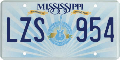 MS license plate LZS954