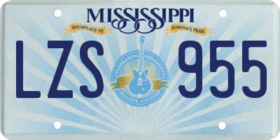 MS license plate LZS955