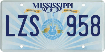MS license plate LZS958