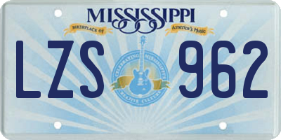 MS license plate LZS962