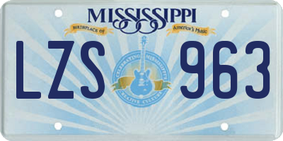 MS license plate LZS963