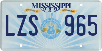 MS license plate LZS965
