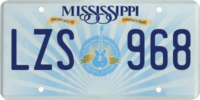 MS license plate LZS968