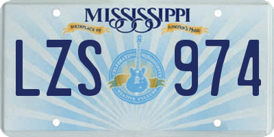 MS license plate LZS974