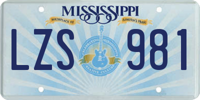 MS license plate LZS981