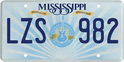 MS license plate LZS982